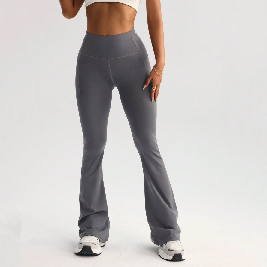 High Waist T-line Yoga Wide-leg Pants With Pockets