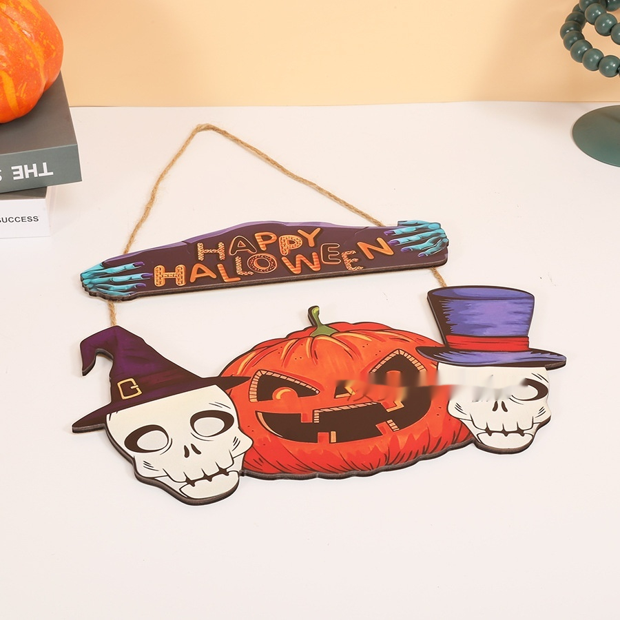 Halloween pumpkin ghost wooden door hanging (pumpkin style)