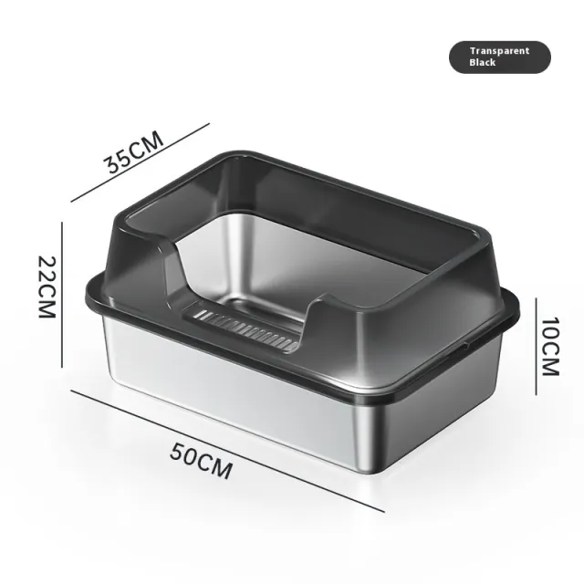 Stainless Steel Litter Box Open Deepening Semi closed Dark Gray - Shop at LoveMi
