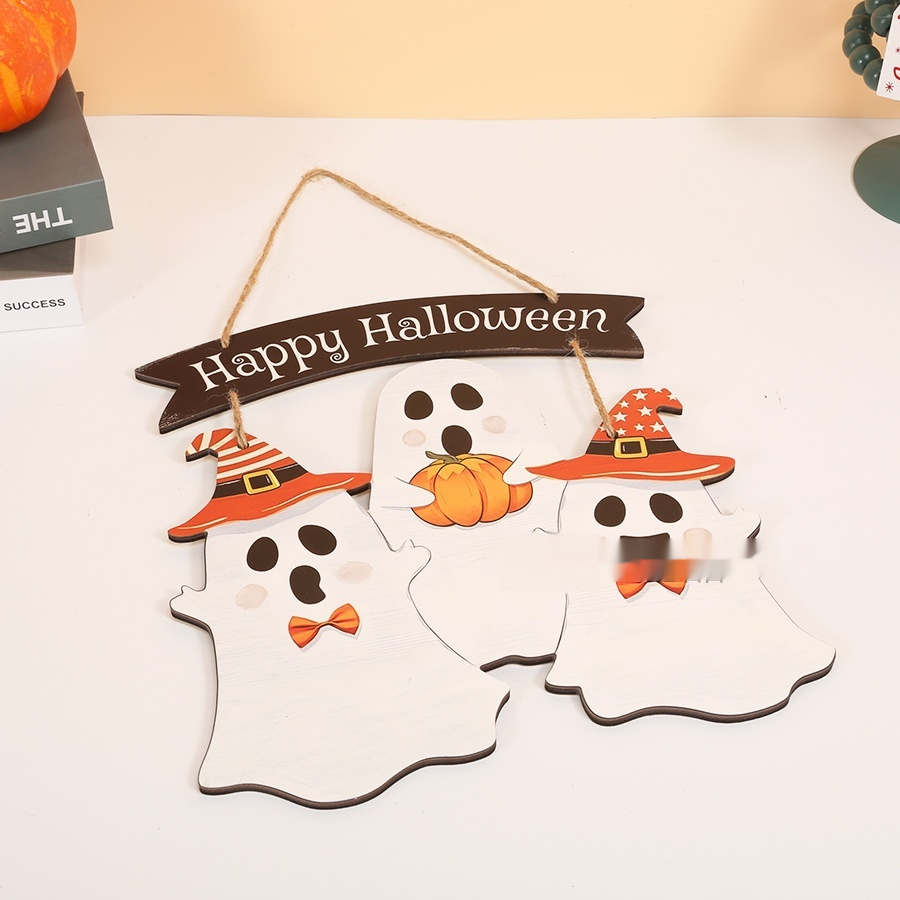 Halloween pumpkin ghost wooden door hanging (pumpkin style)