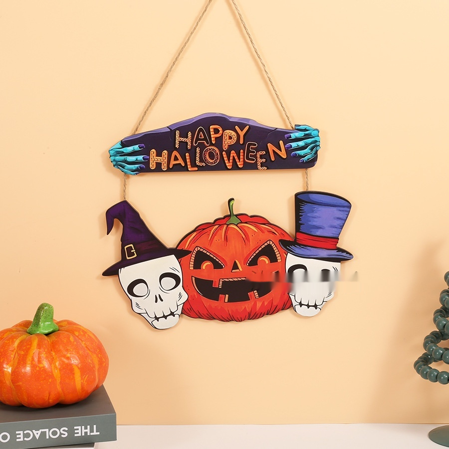 Halloween pumpkin ghost wooden door hanging (pumpkin style)