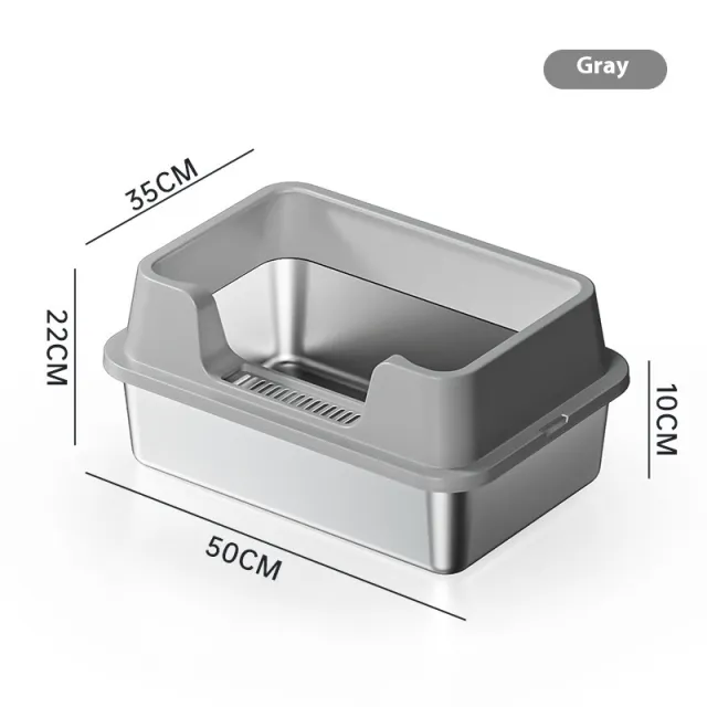 Stainless Steel Litter Box Open Deepening Semi closed Light Gray - Shop at LoveMi