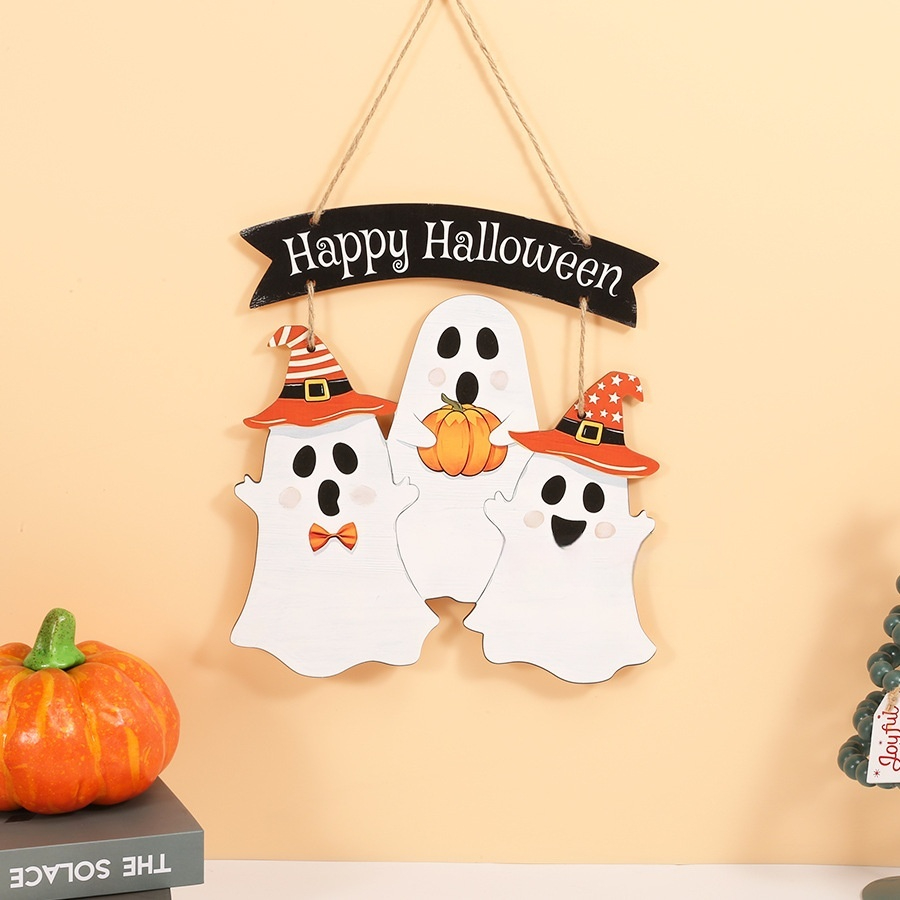 Halloween pumpkin ghost wooden door hanging (pumpkin style)