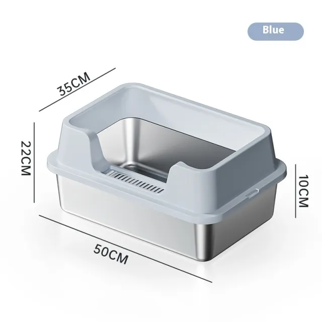 Stainless Steel Litter Box Open Deepening Semi closed Sky Blue - Shop at LoveMi