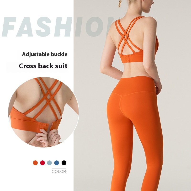 Cross Beauty Back Exercise Bra Peach Hip High Waist Yoga Clothes For Women