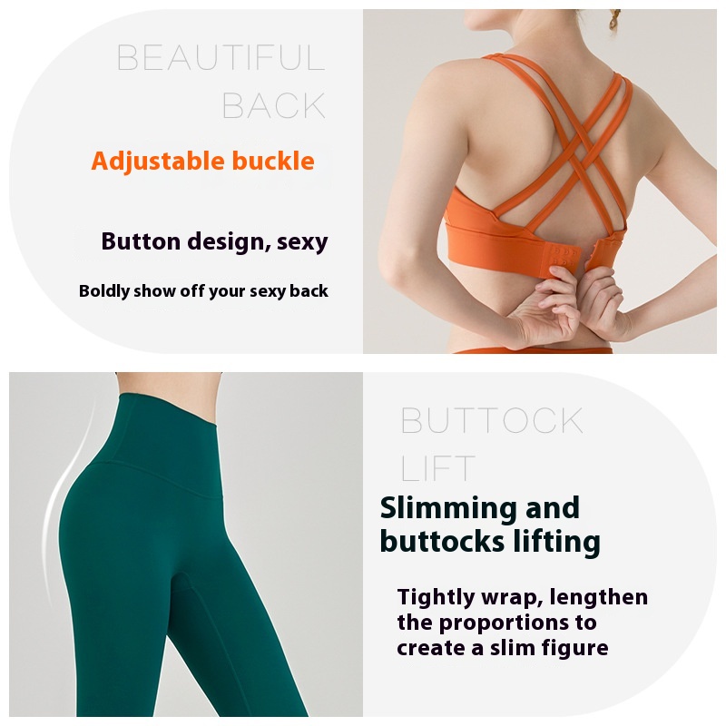 Cross Beauty Back Exercise Bra Peach Hip High Waist Yoga Clothes For Women