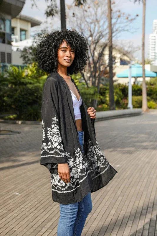Women's Solid Color Printed Lightweight Casual Top Black - Shop at LoveMi