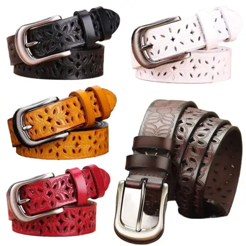 New Belt Hollow Pattern Ladies Trend Waistband Genuine Woman