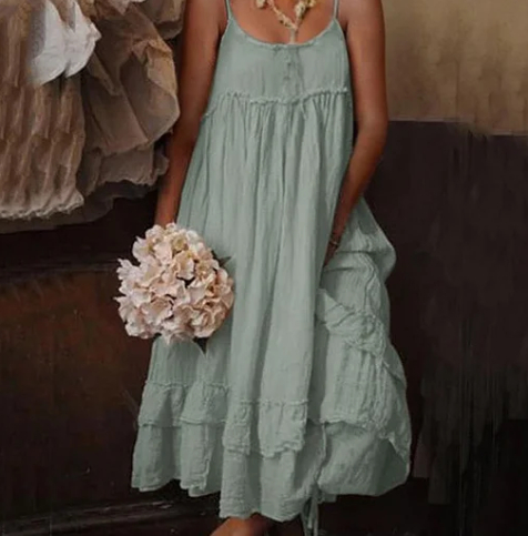 Women's Double Layered Sleeveless Midi Dress