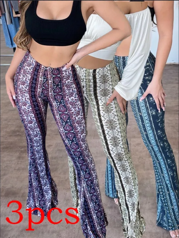 High Elastic Tight Pants Slim Sexy Print Trousers Womens Clothing Set4 M - Shop at LoveMi
