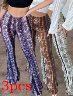 High Elastic Tight Pants Slim Sexy Print Trousers Womens Clothing - Set3-L - View 1