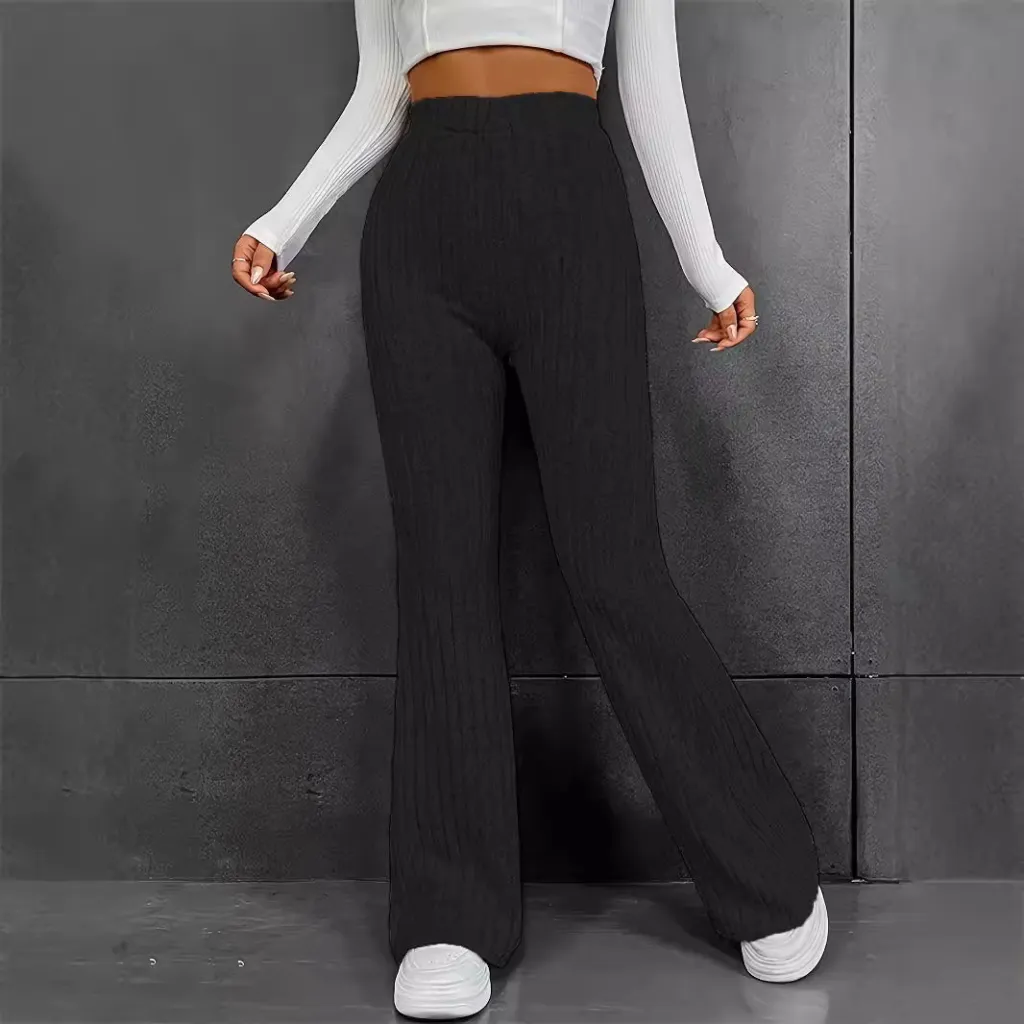 Fashionable High Waist Trousers For Women - Black