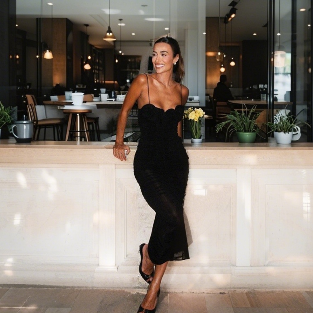 Summer Tube Top Pleated Black High Waist Stretch Dress