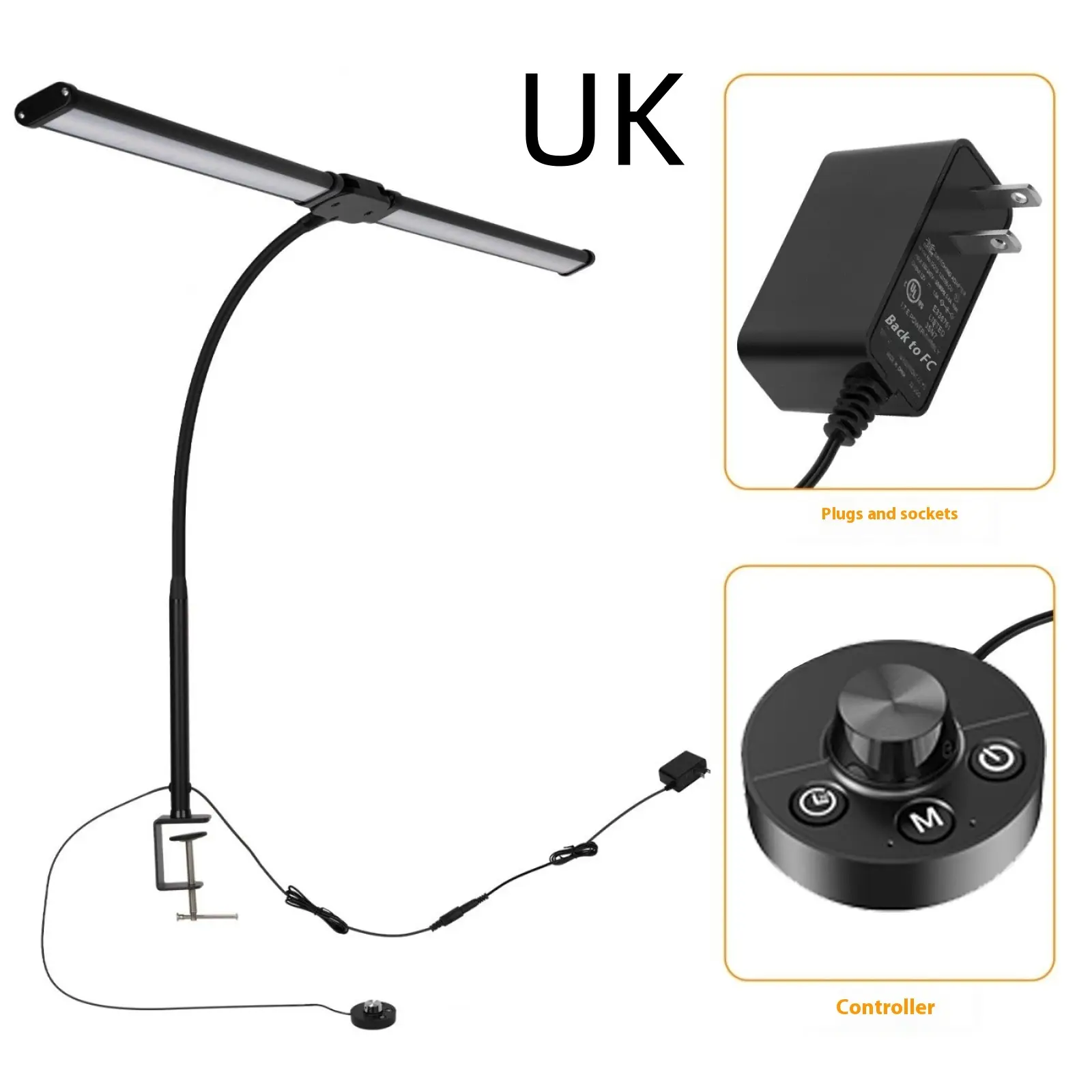 Led Double-headed Gooseneck Knob Remote Control Eye Protection Table Lamp