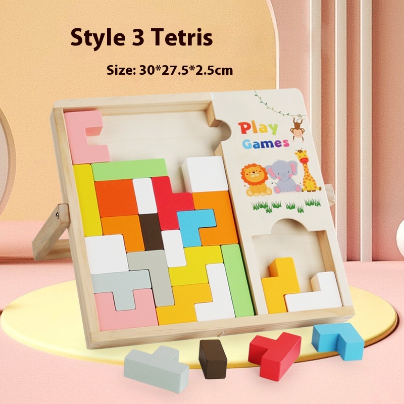 Children’s Animal Enlightenment Wooden 3D Puzzle Building Blocks