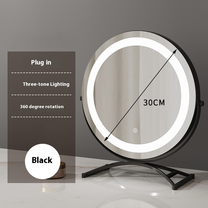 Round Black Dressing Table Makeup Mirror