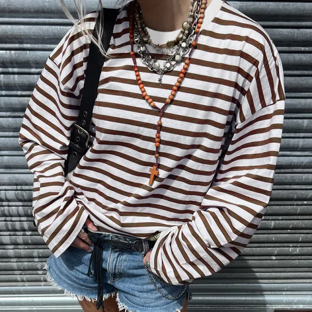 Women's Fashion Simple Knitting T shirt Round Neck Top Brown - Shop at LoveMi
