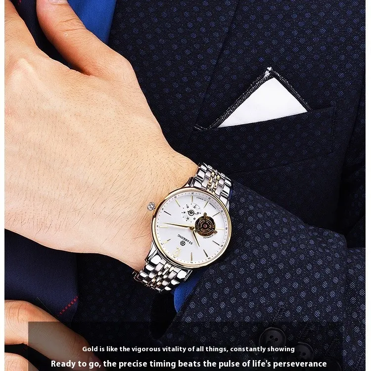 Automatic Mechanical Business Hollow Small Three-needle Waterproof