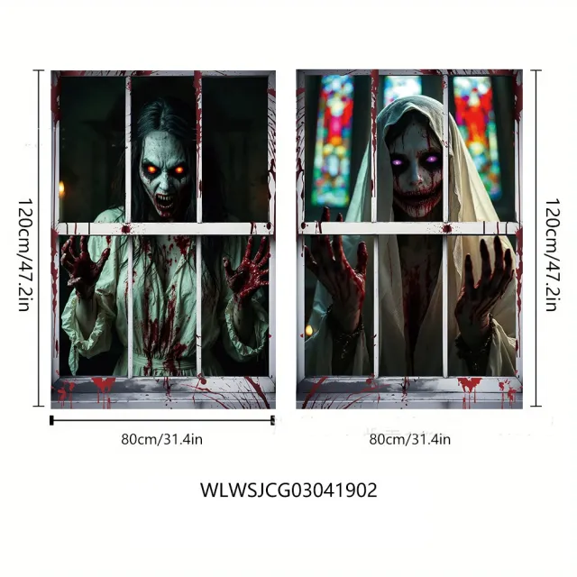 3D Holiday Halloween Horror Witch Window Cover Family Party Decoration Witch Zombie Ghosts Super Terrifying Photo Studio Backdrop Door Window Hangi... Wlwsjcg03041902 - Shop at LoveMi