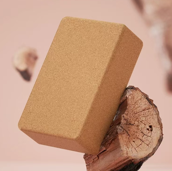Brown Rectangular Yoga Cork Block