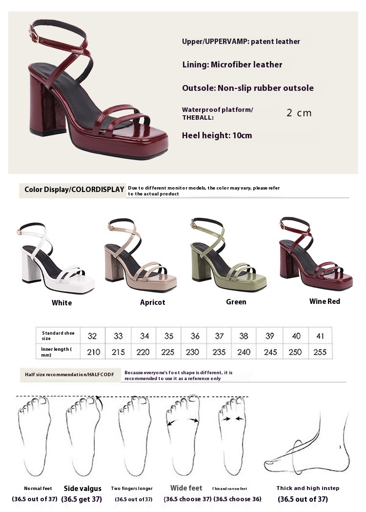 Square-Toe Buckle Strap High Heels – Elegant Thin-Strap Summer Block Heels