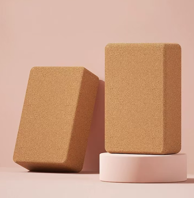 Brown Rectangular Yoga Cork Block