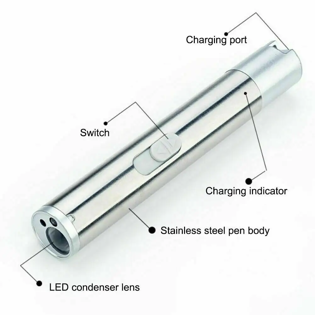 Red Laser Pointer Pen USB Rechargeable LED Light 3 In 1 UV Flashlight Cat Dog Toys