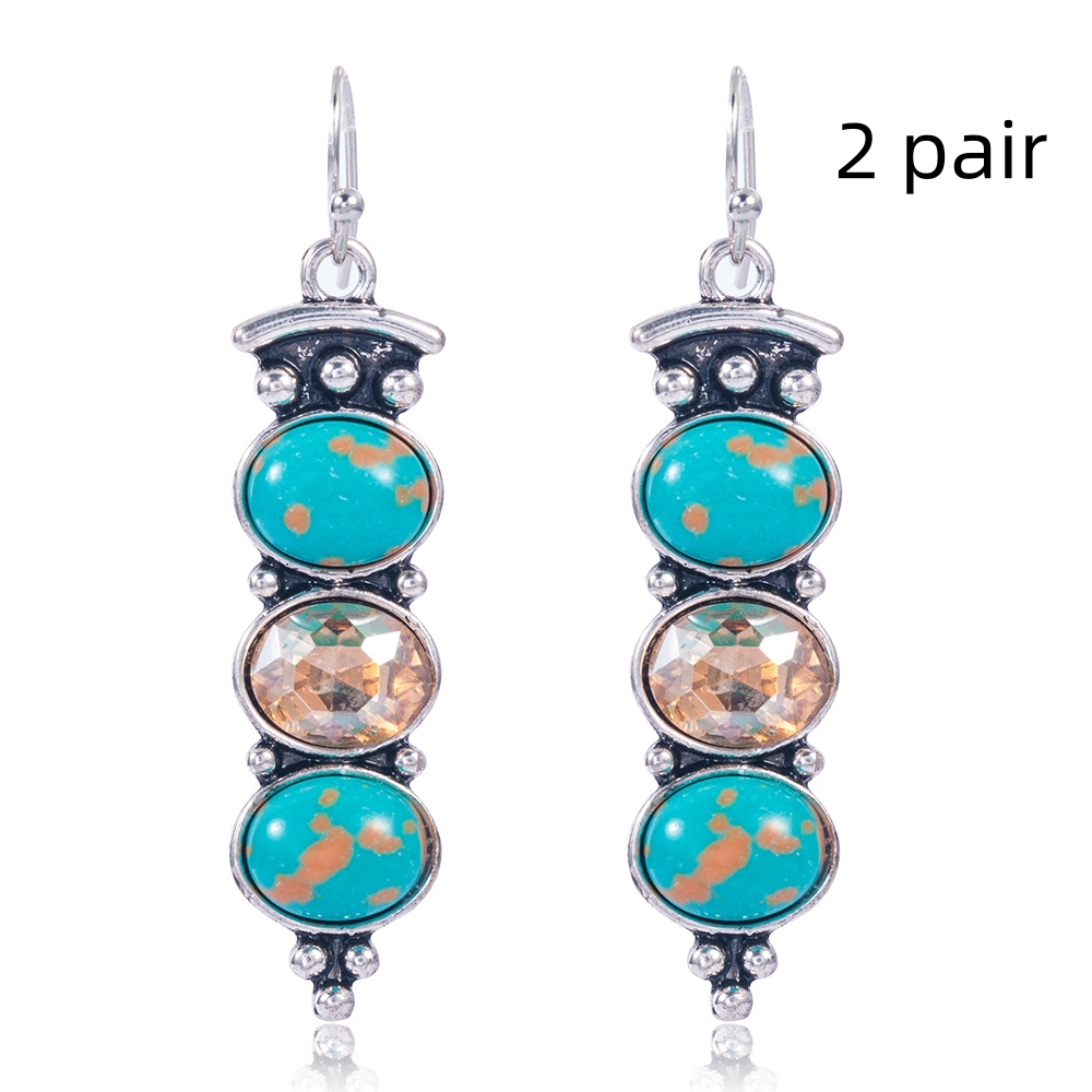 Fashion Creative Plated S925 Vintage Thai Silver Turquoise Earrings