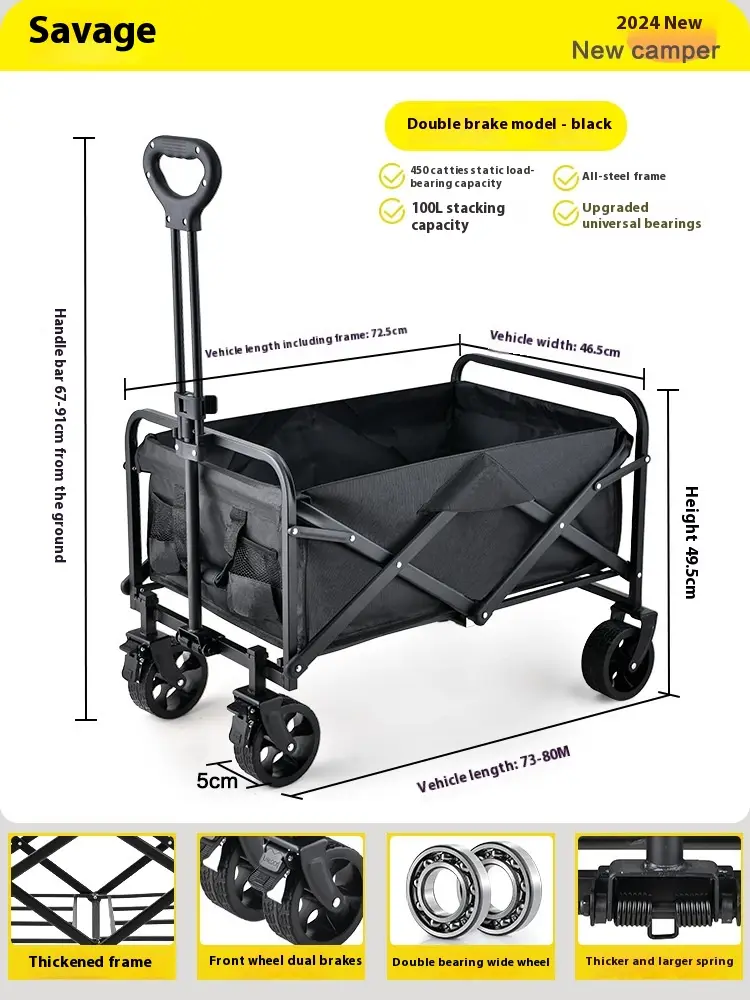 Camper Outdoor Foldable Hand Trolley Stall Trolley