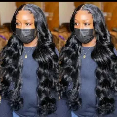 Women's Fashionable Long Wavy Hair - Black - View 1