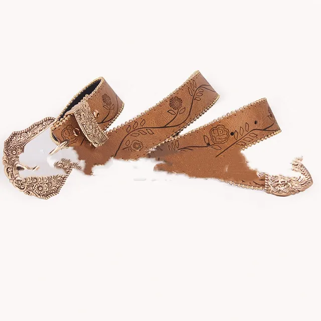 Fashion All match Casual Retro Maillard Alloy Embossed Women's Belt Car Gold Chain - Shop at LoveMi