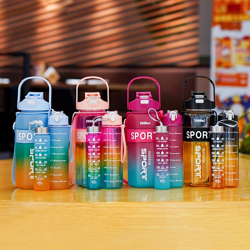 Hexagonal Three-piece Cup Large Capacity Sports Gradient Water Bottle Portable Double Drink Cup