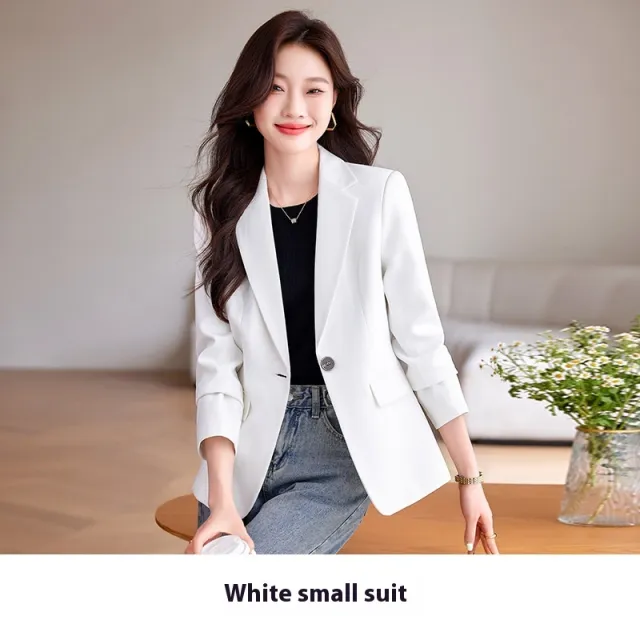 Small Korean Style Casual Short Temperamental Women's Suit Top White Top - Shop at LoveMi