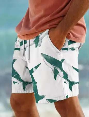 Fashion Personality 3D Shark Printed Beach Shorts Men