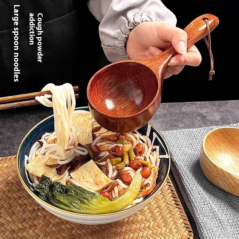Eat Snail Rice Noodles Wooden Spoon Home Ladle