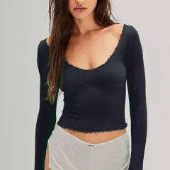 New Tree Fungus-like Lacework Tight Long Sleeve Yoga Wear Women - Black - View 1