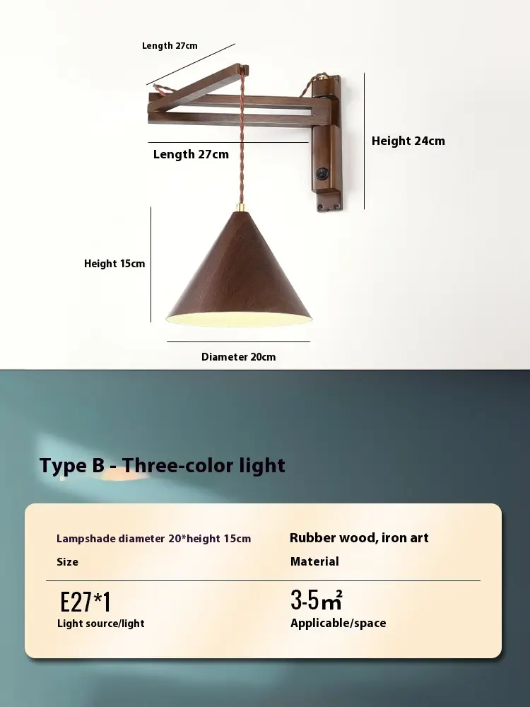 American Retro Bedroom Bedside Lamp Rocker Arm