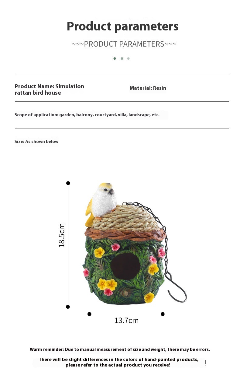 Resin Bird Nest Hanging Decoration Feeder Resin Crafts