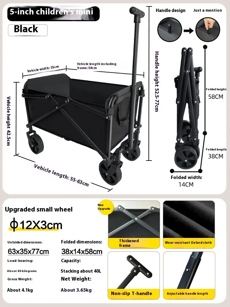 Outdoor Folding Hand Push Camp Children's Small Trailer
