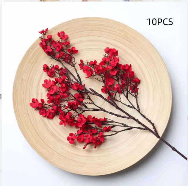Single Plum Blossom Starry Sky Home Decoration Simulation Plastic Flowers Red 10Pcs - Shop at LoveMi