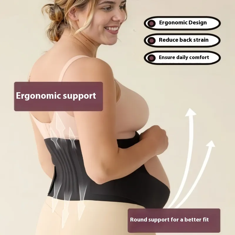 Late Pregnancy Belly Support Waist Slimming Thin Breathable Abdominal Belt - Black