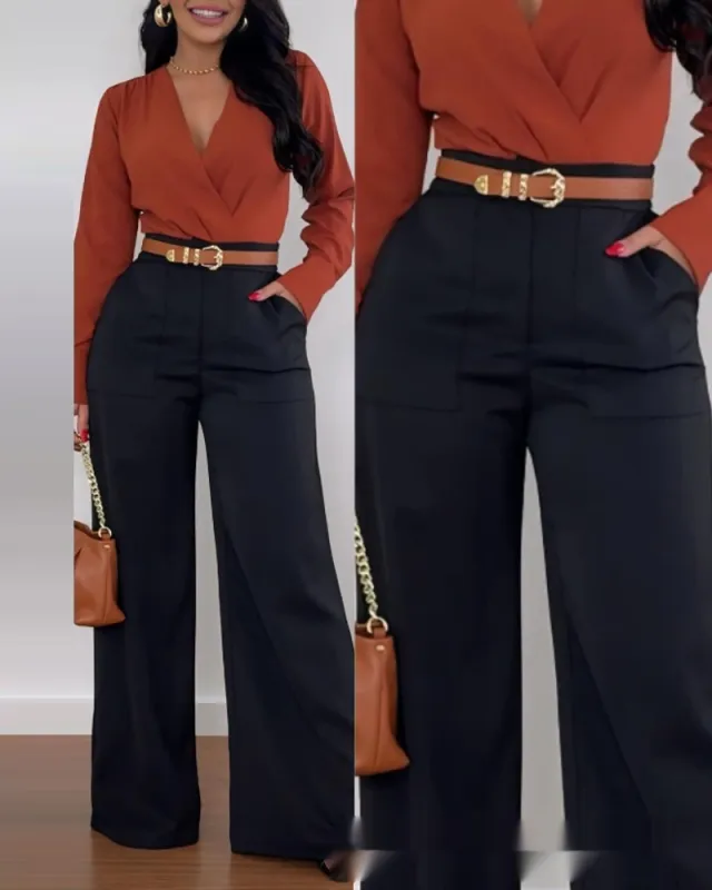 Solid Color BASIC Versatile Casual Flared Pants Black - Shop at LoveMi
