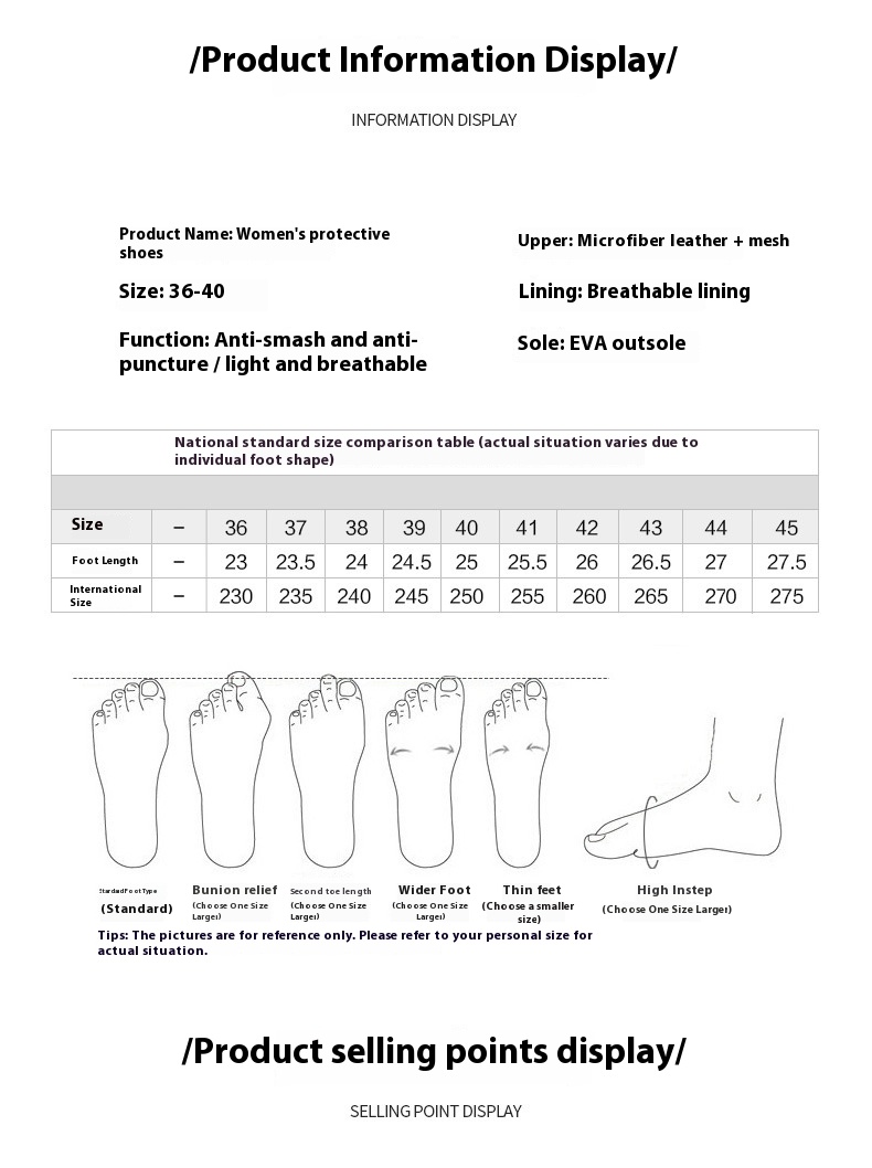 Lightweight Breathable Anti-Smash Work Shoes – Women's Safety Sneakers
