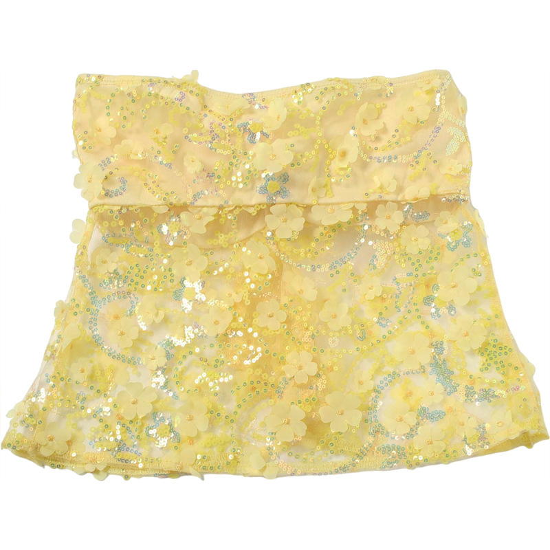 Women’s Yellow Slim Fit Strapless Tube Top – Backless Ultra Short Vest