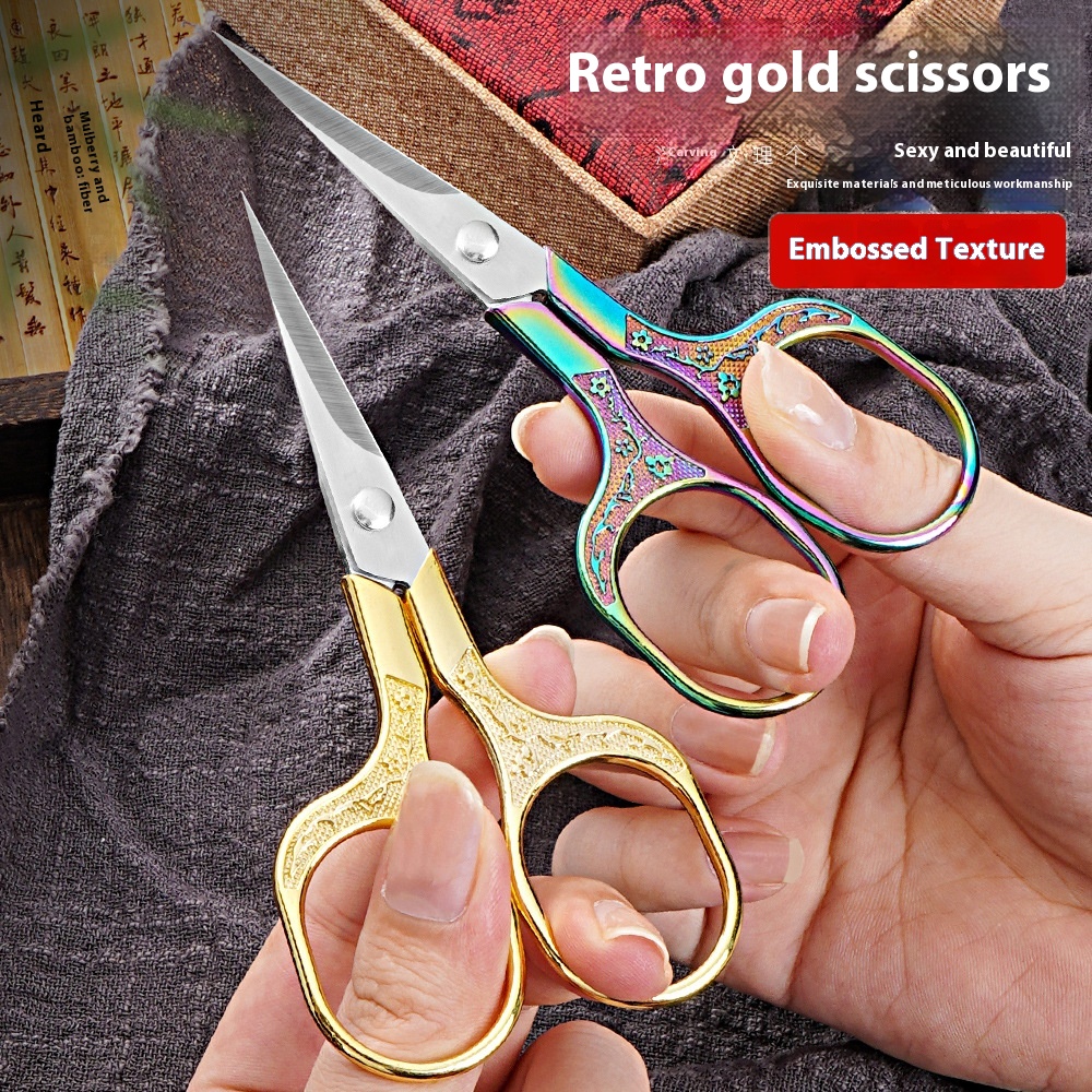 Retro Pattern Handmade Embroidery Paper Cutting Scissors — image 1
