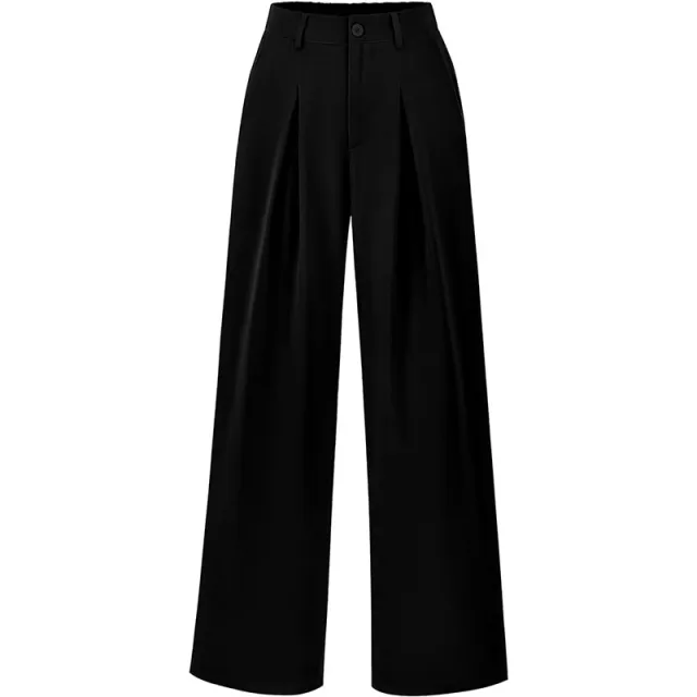 Work Commute Business Style Loose Casual Formal Wear Wide legged Pants Black - Shop at LoveMi