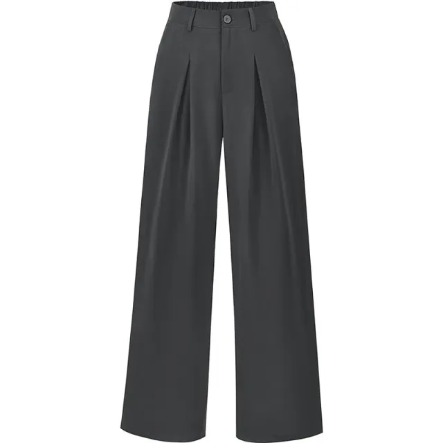 Work Commute Business Style Loose Casual Formal Wear Wide legged Pants Gray - Shop at LoveMi