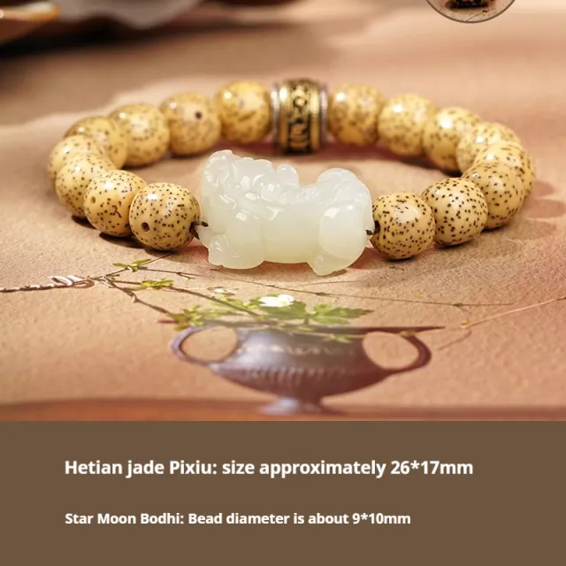 Hetian Jade Bracelet Black And Red Ropes Women Star Moon Bodhi Pixiu - Shop at LoveMi