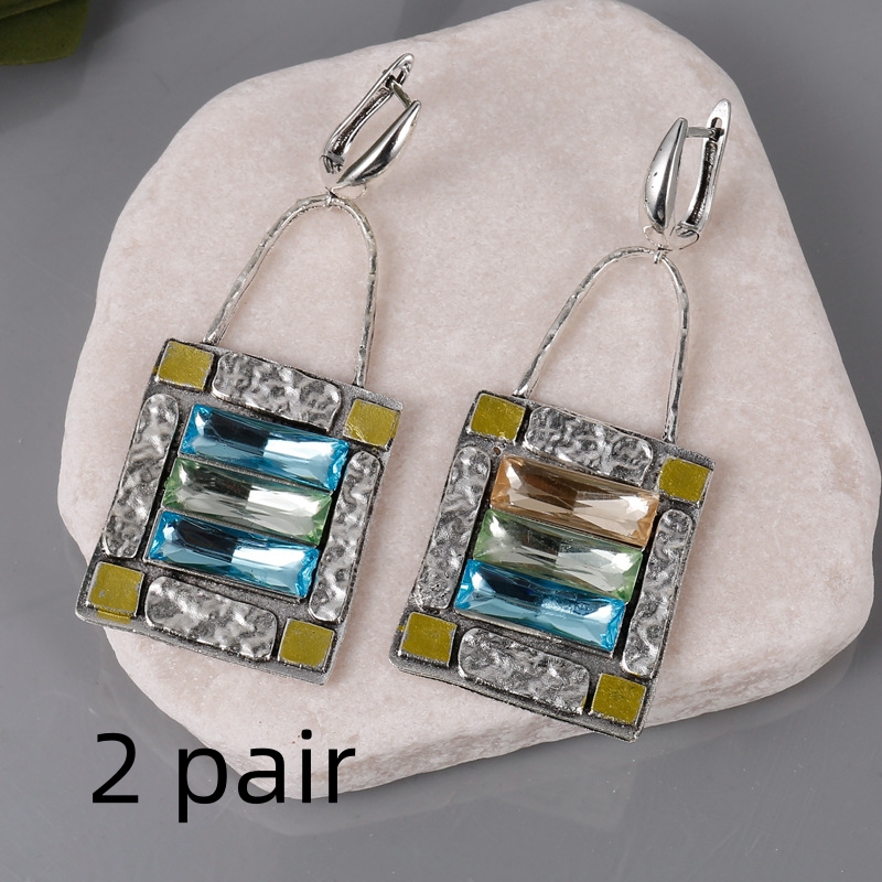 European And American Retro Tribe Crystal Stone Earrings