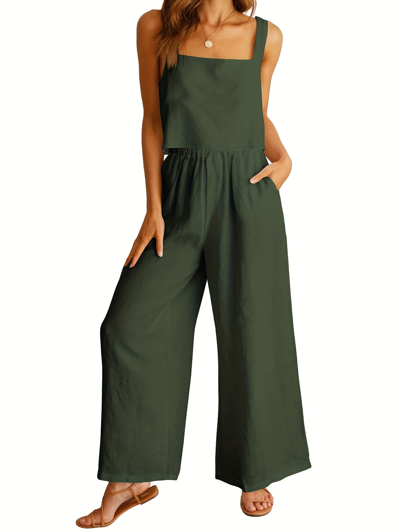 women’s square collar camisole 2 piece outfit